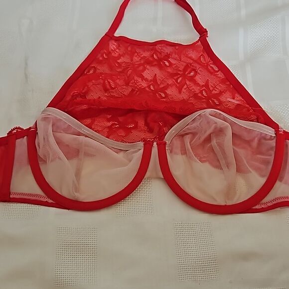 Victoria's Secert Women's Lace Underwire Halter Bralette 32DD Red - Picture 8 of 16